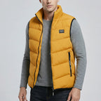 Insulated Quilted Gilet Vest Men Wool Zipper
