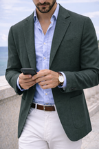 Men's Wool Knit Blazer Notch Lapel