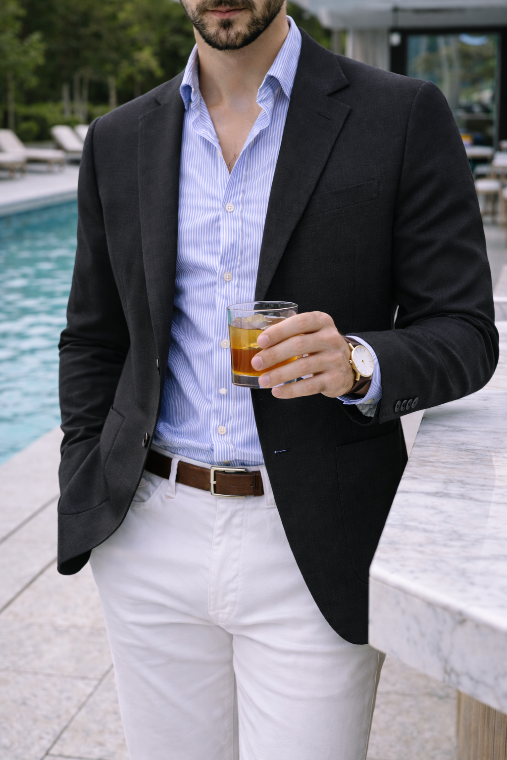Men's Wool Knit Blazer Notch Lapel