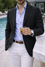 Men's Wool Knit Blazer Notch Lapel