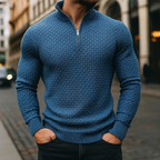 Men's Wool Waffle Quarter Zip Sweater – Ribbed