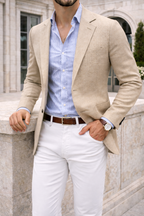 Men's Wool Knit Blazer Notch Lapel