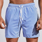 Denim Cargo Shorts Men Swim Board Shorts Quick-Dry Striped