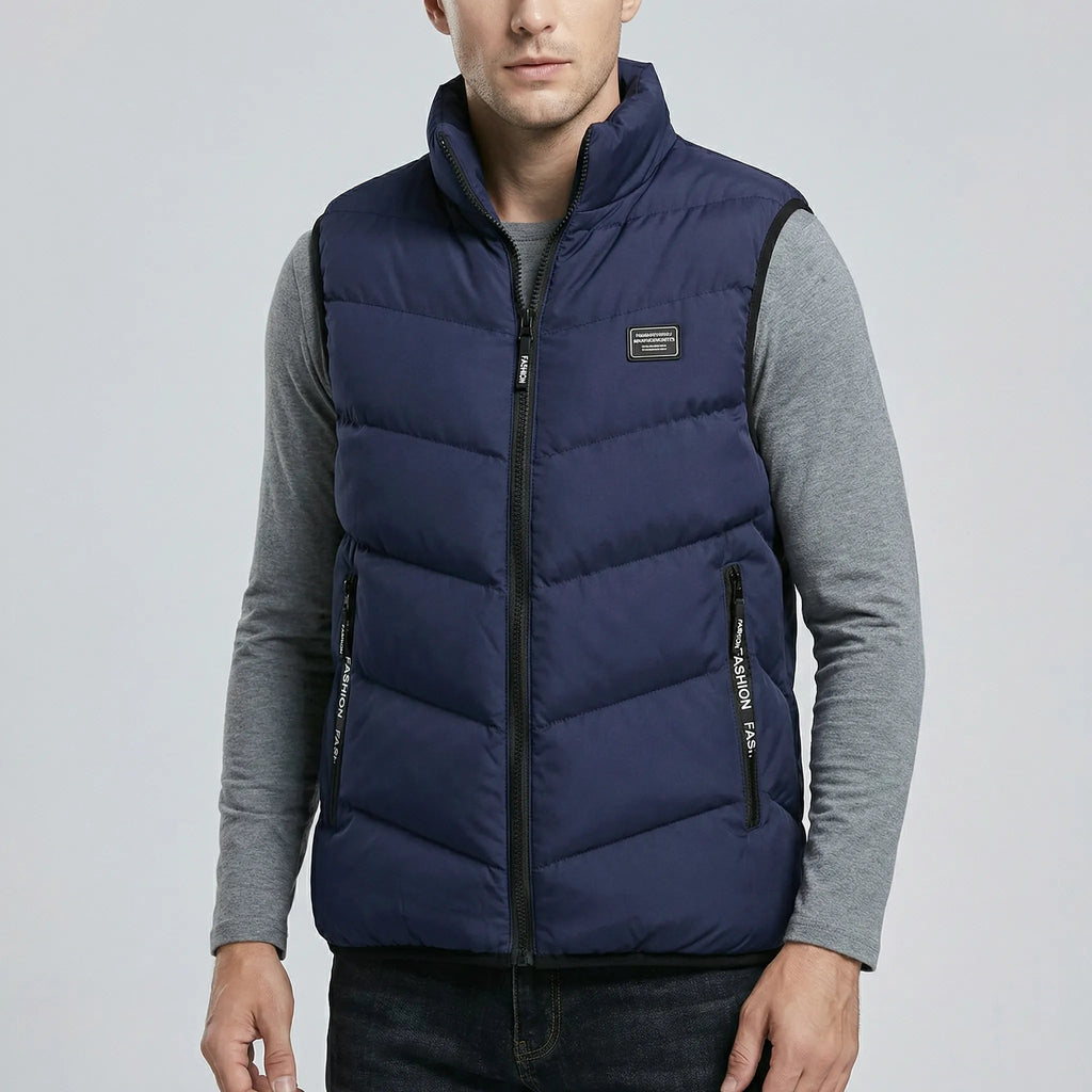Insulated Quilted Gilet Vest Men Wool Zipper