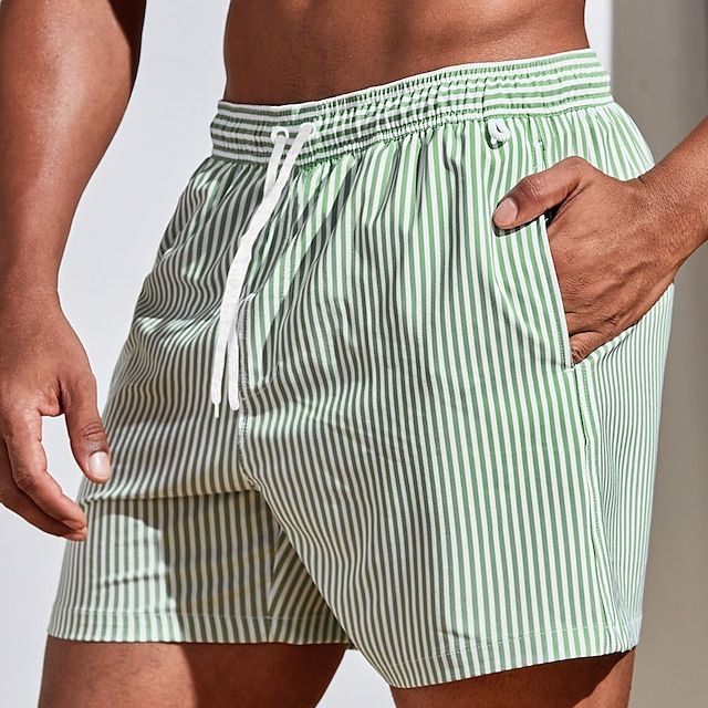 Denim Cargo Shorts Men Swim Board Shorts Quick-Dry Striped