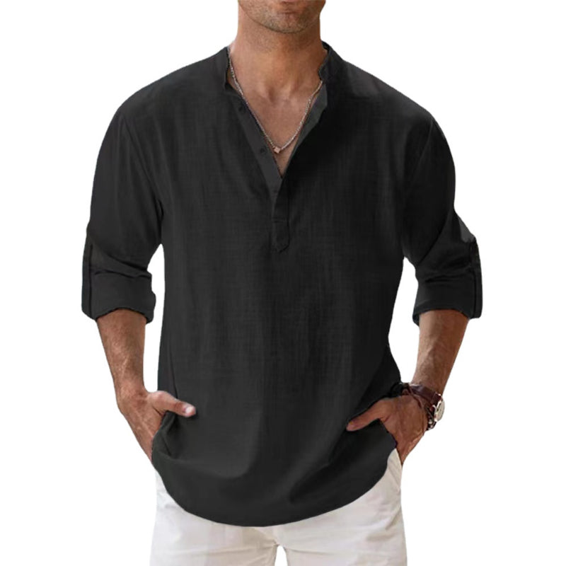 Linen Henley Shirt Men – Button Placket Summer