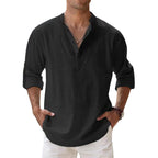 Linen Henley Shirt Men – Button Placket Summer