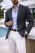 Men's Wool Knit Blazer Notch Lapel