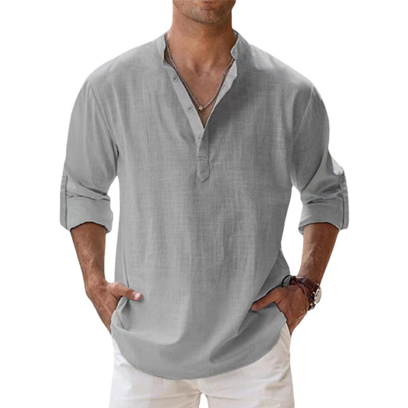 Linen Henley Shirt Men – Button Placket Summer