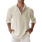 Linen Henley Shirt Men – Button Placket Summer
