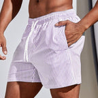 Denim Cargo Shorts Men Swim Board Shorts Quick-Dry Striped