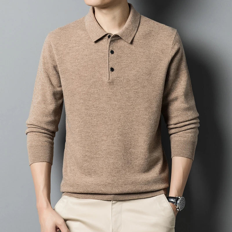 Merino Wool Polo Sweater Men