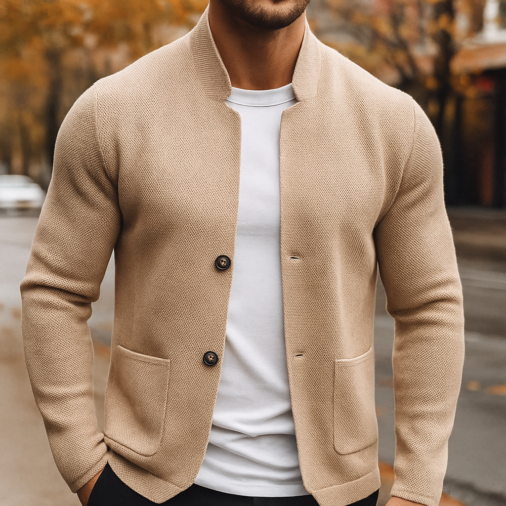 Grigio Premium Wool Button Cardigan - Cozy, Stylish Knitwear