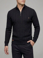 Ribbed Quarter Zip Sweater Men – Textured Wool