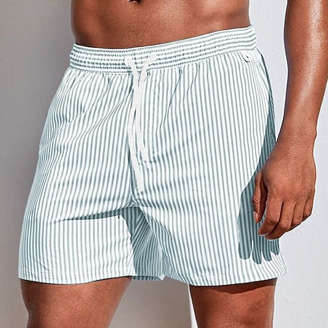 Denim Cargo Shorts Men Swim Board Shorts Quick-Dry Striped