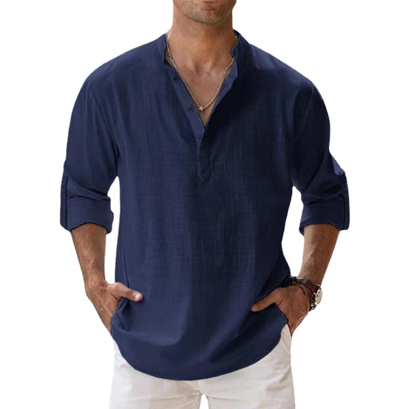Linen Henley Shirt Men – Button Placket Summer