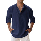 Linen Henley Shirt Men – Button Placket Summer