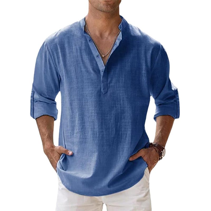 Linen Henley Shirt Men – Button Placket Summer