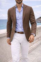 Men's Wool Knit Blazer Notch Lapel