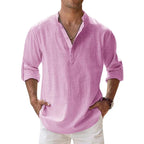 Linen Henley Shirt Men – Button Placket Summer