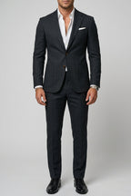 Slim-Fit 3-Piece Suit Notch Lapel Men Wool