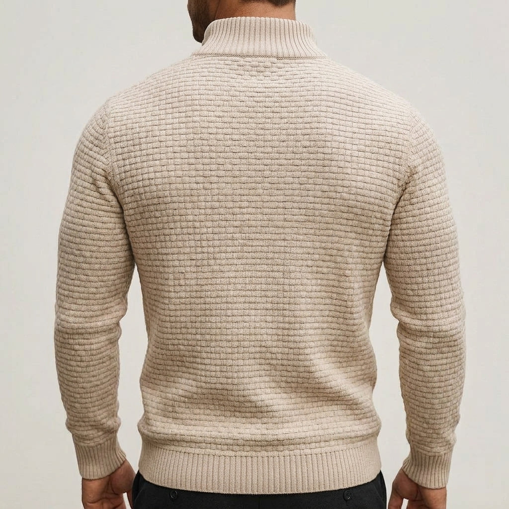 Men's Wool Waffle Quarter Zip Sweater – Ribbed