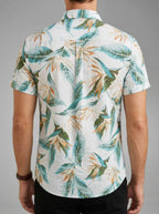 Cotton Tropical Print Button-Up Shirt Men
