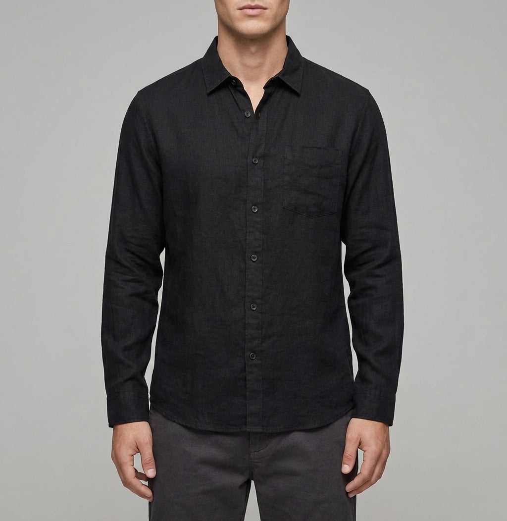 Linen Button-Up Shirt Men – Summer