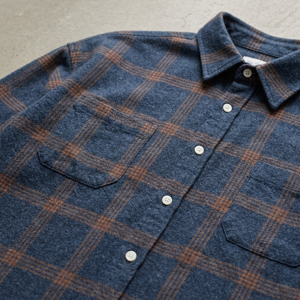 Cotton Plaid Long Sleeve Shirt Men Classic