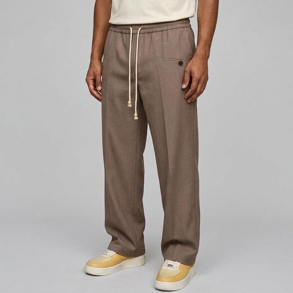 Wool Trousers Men Relaxed Straight