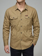 Wool Cargo Shirt Men Long Sleeve Outdoor