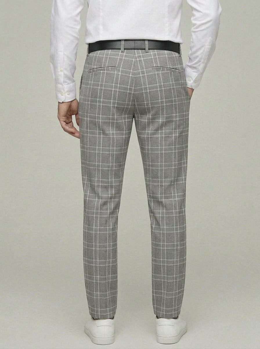 Checked Casual Trousers Men Relaxed Fit