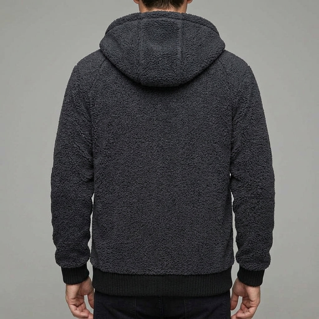 Fleece Zip Hoodie Men Lined Hood
