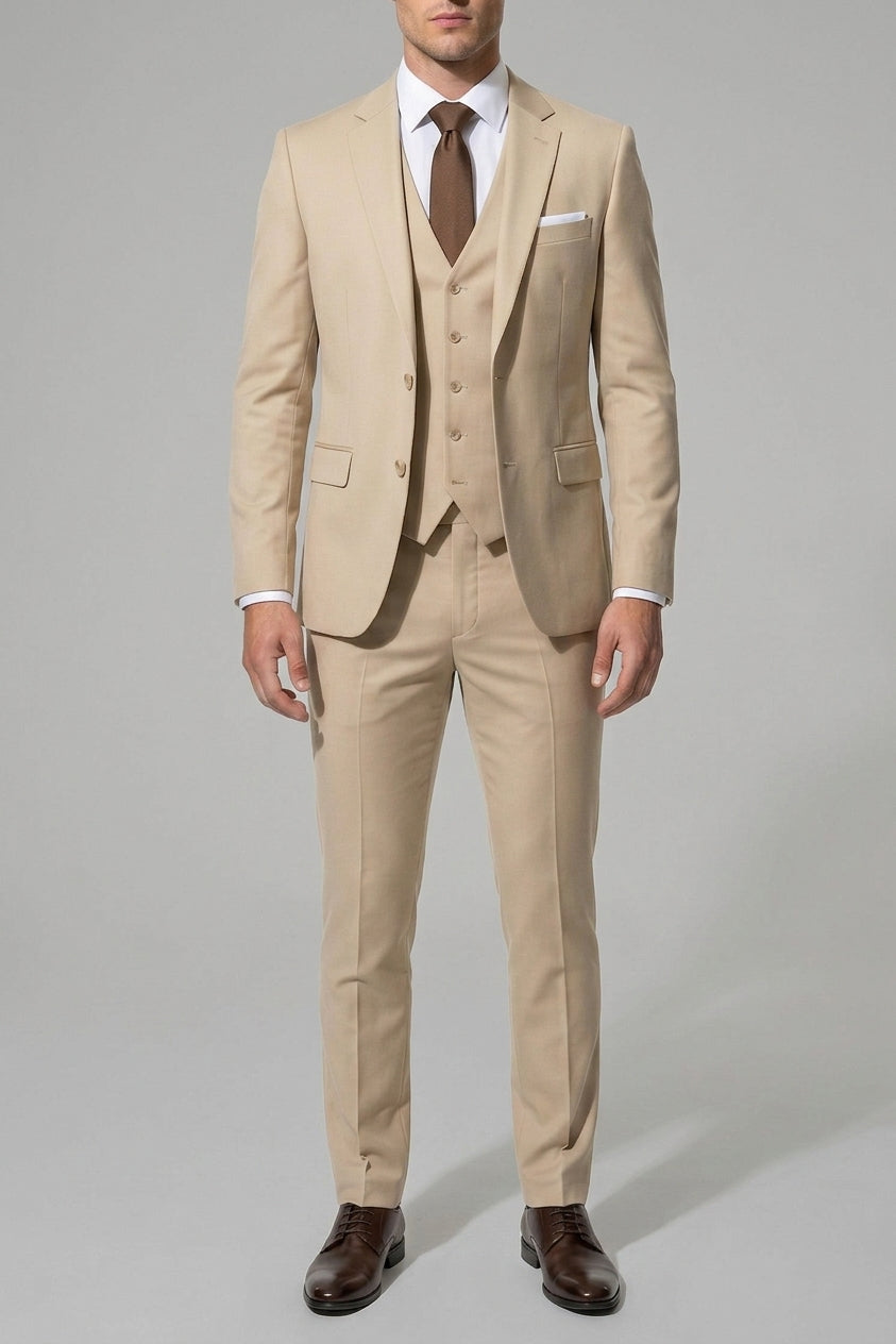 Slim-Fit 3-Piece Suit Men Wedding Wool