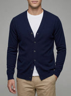 Cashmere Cardigan Men Classic Button-Up