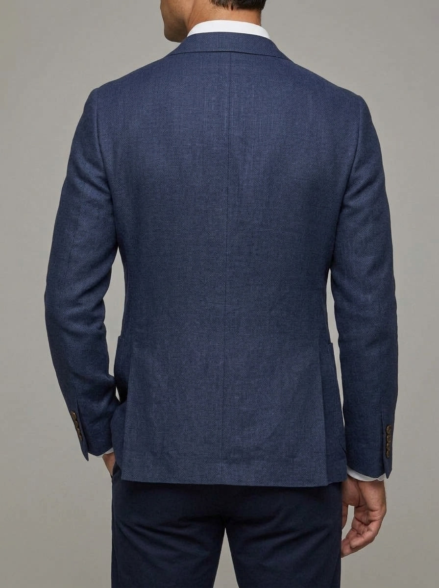 Lightweight Cotton Linen Blazer Men Navy