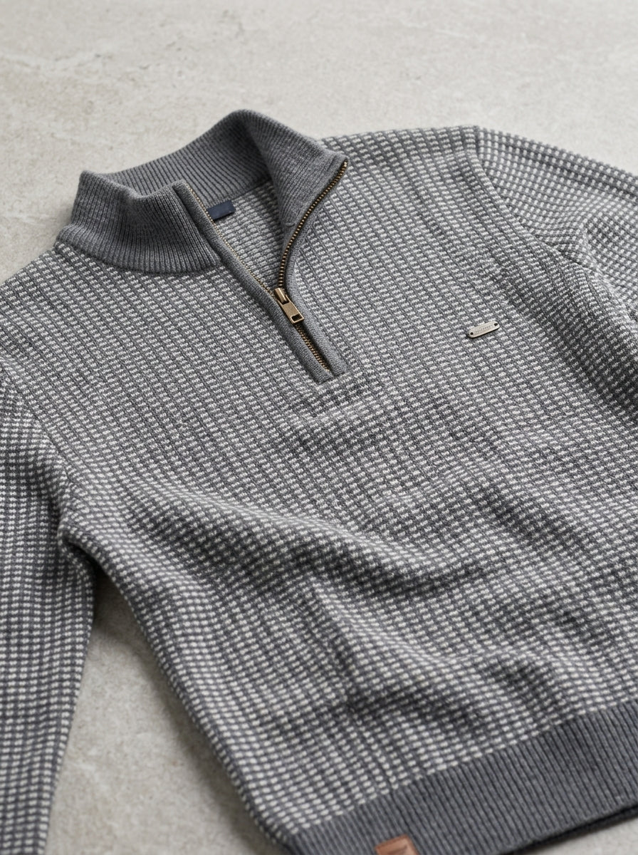 Wool Quarter Zip Pullover Men – Ribbed Knit