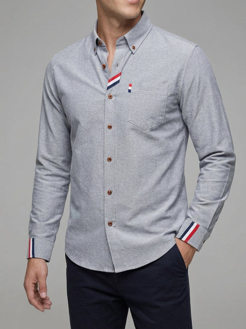 Cotton Long Sleeve Button Down Shirt Men