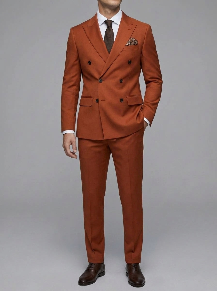 Wool Slim-Fit Double-Breasted Suit Men