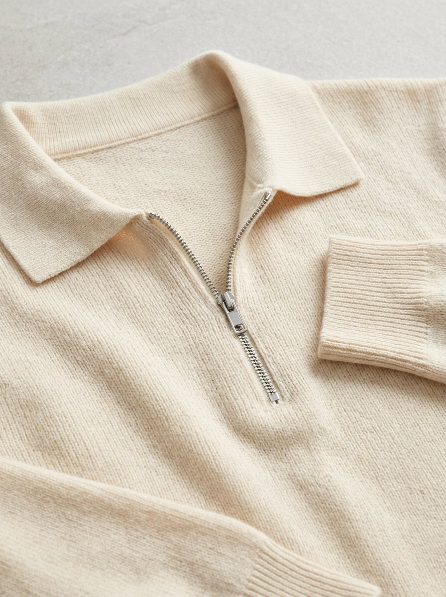 Belessia Old Money Zip Sweater  - Luxury Wool  Knit