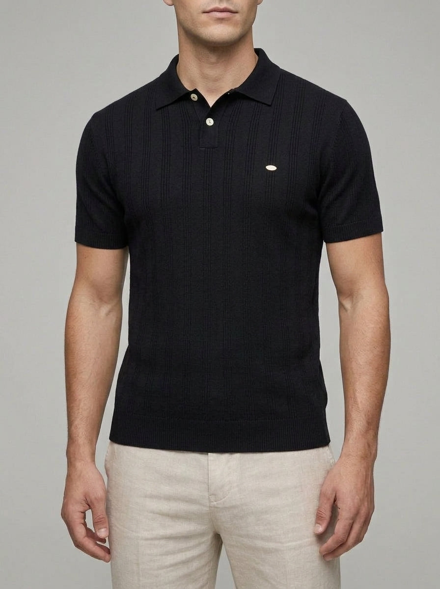 Wool Knit Polo Shirt Men