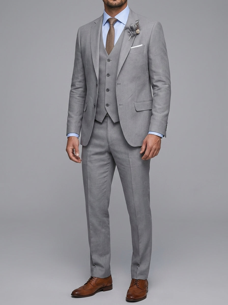 Linen Elegant 3-Piece Wedding Suit Men