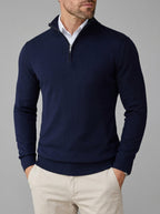 Wool Ribbed Quarter Zip Sweater Men