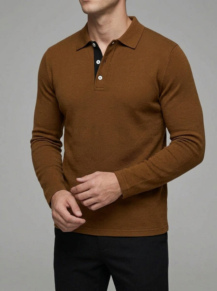 Long Sleeve Polo Shirt Men – Wool Blend