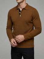 Long Sleeve Polo Shirt Men – Wool Blend