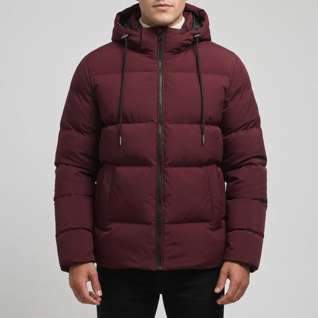 Mens Waterproof Puffer Parka – Hooded Wool