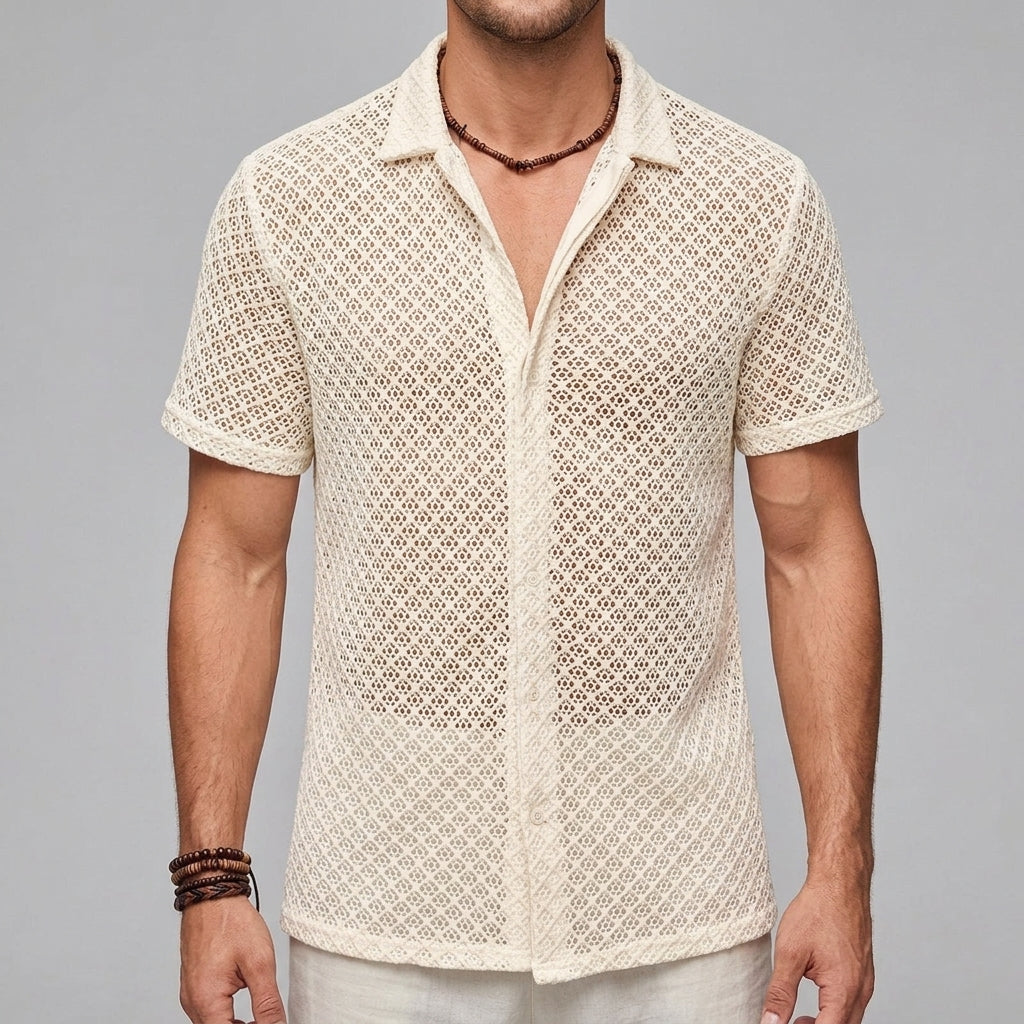 Short Sleeve Mesh Shirt Men