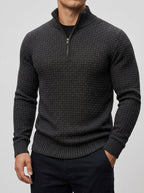 Men's Wool Waffle Quarter Zip Sweater – Ribbed