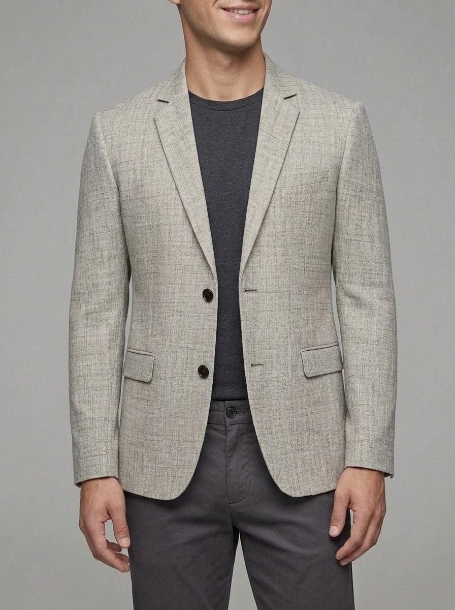 Slim-Fit Wool Suit Jacket Men Lightweight