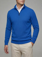 Wool Ribbed Quarter Zip Sweater Men